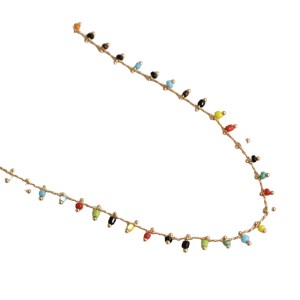 NuLuDa Jewellery-Multi Colour Bead Necklace – Gold Plated NuLuDa Jewellery-Multi Colour Bead Necklace – Gold Plated