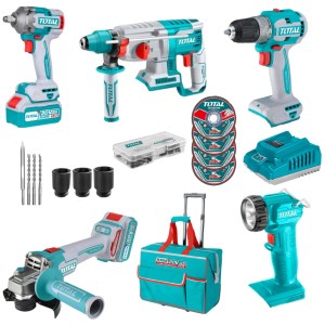 Total Tools – Impact Wrench, Drill, Rotary Hammer, Angle Grinder & Lamp Total Tools – Impact Wrench, Drill, Rotary Hammer, Angle Grinder & Lamp