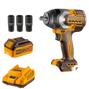 Ingco – Li-Ion Impact Wrench (20V) – 850Nm with 4Ah Battery & Charger Ingco – Li-Ion Impact Wrench (20V) – 850Nm with 4Ah Battery & Charger