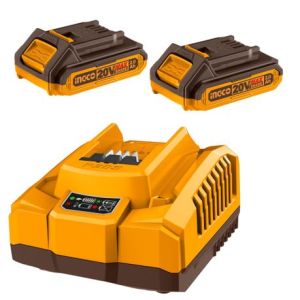 Ingco – Fast Intelligent Battery Charger – 20V/21V with 2 x 2.0Ah Battery Ingco – Fast Intelligent Battery Charger – 20V/21V with 2 x 2.0Ah Battery