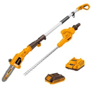 Ingco – 20V Li-Ion Pole Saw with Pole Hedge Trimmer – 460mm Ingco – 20V Li-Ion Pole Saw with Pole Hedge Trimmer – 460mm