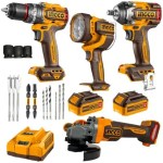 Ingco – Cordless Impact Drill 96Nm, Wrench, Grinder and Work Lamp Combo Kit Ingco – Cordless Impact Drill 96Nm, Wrench, Grinder and Work Lamp Combo Kit