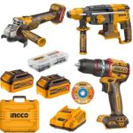 Ingco – Impact Drill, Grinder, Rotary Drill with 2x 4Ah Battery and Charger Ingco – Impact Drill, Grinder, Rotary Drill with 2x 4Ah Battery and Charger