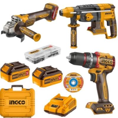 Ingco – Impact Drill, Grinder, Rotary Drill with 2x 4Ah Battery and Charger Ingco – Impact Drill, Grinder, Rotary Drill with 2x 4Ah Battery and Charger