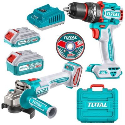 Total Tools – Impact Drill 66N.m, Grinder with 2Ah, 4Ah Batteries & Charger Total Tools – Impact Drill 66N.m, Grinder with 2Ah, 4Ah Batteries & Charger