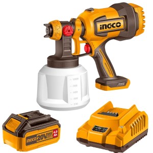 Ingco – Lithium-Ion Cordless Spray Gun 20V with 4.0Ah Battery and Charger Ingco – Lithium-Ion Cordless Spray Gun 20V with 4.0Ah Battery and Charger