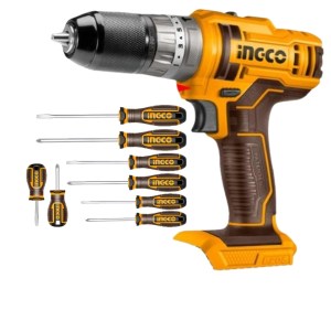 Ingco – Lithium-ion Cordless Impact Drill 20V & Screwdriver Set 8 Pieces Ingco – Lithium-ion Cordless Impact Drill 20V & Screwdriver Set 8 Pieces