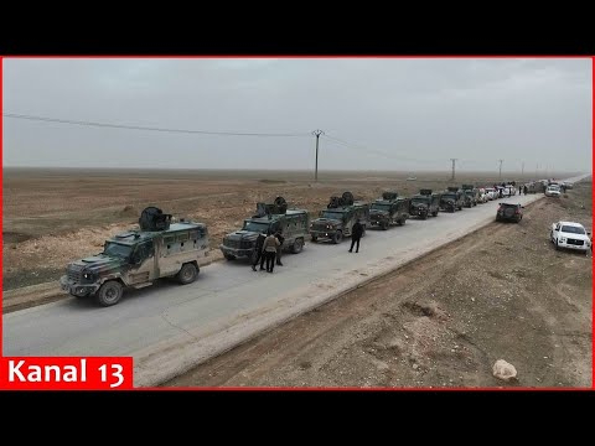 A convoy of military vehicles, security personnel lined up in Northeast Syria after a deal with SDF A convoy of military vehicles, security personnel lined up in Northeast Syria after a deal with SDF