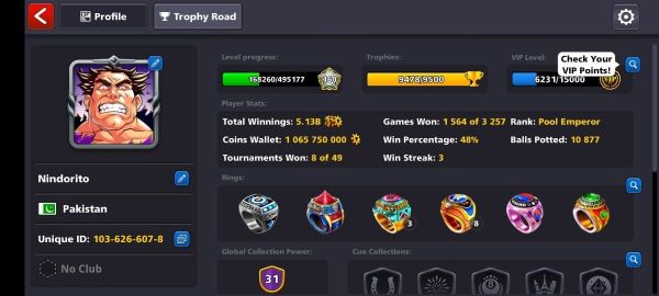 1 BILLION+COINS, MILLIONAIRE+MULTIMILLIONAIRE CUE, OSAKA RING, 100+LEVEL, VIP GOLD, FINAL WARNING ACCOUNT 1 BILLION+COINS, MILLIONAIRE+MULTIMILLIONAIRE CUE, OSAKA RING, 100+LEVEL, VIP GOLD, FINAL WARNING ACCOUNT
