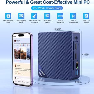 Beelink Mini S13 Mini PC, Intel 13th N150 (up to 3.6GHz), 16GB DDR4 500GB M.2 SSD Desktop Computers, Intel Unison App/4K Dual HDMI Display/WiFi 6/BT5.2/4x USB3.2/VESA/1000Mbps LAN/WOL Office/Home PC for 9 Beelink Mini S13 Mini PC, Intel 13th N150 (up to 3.6GHz), 16GB DDR4 500GB M.2 SSD Desktop Computers, Intel Unison App/4K Dual HDMI Display/WiFi 6/BT5.2/4x USB3.2/VESA/1000Mbps LAN/WOL Office/Home PC for 9