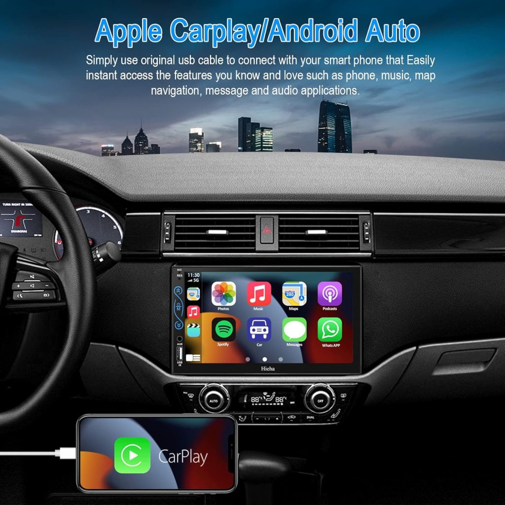 7 Inch Double Din Car Stereo Compatible with Apple Carplay and Android Auto with Bluetooth, Touch Screen Radios MP5 Player with A/V Input, Backup Camera, Mirror Link for .99 7 Inch Double Din Car Stereo Compatible with Apple Carplay and Android Auto with Bluetooth, Touch Screen Radios MP5 Player with A/V Input, Backup Camera, Mirror Link for .99