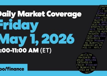 Yahoo Finance Live: Dow, S&P 500, Nasdaq rise after record highs as earnings roll in | May 1, 2026 Yahoo Finance Live: Dow, S&P 500, Nasdaq rise after record highs as earnings roll in | May 1, 2026