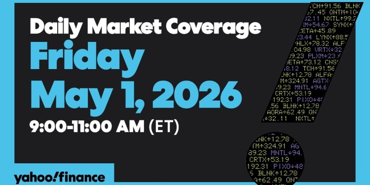 Yahoo Finance Live: Dow, S&P 500, Nasdaq rise after record highs as earnings roll in | May 1, 2026 Yahoo Finance Live: Dow, S&P 500, Nasdaq rise after record highs as earnings roll in | May 1, 2026