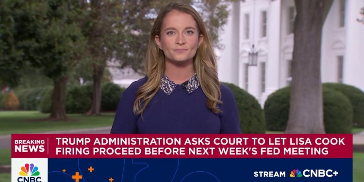 Trump admin asks court to let Lisa Cook’s firing proceed before next Fed meeting Trump admin asks court to let Lisa Cook’s firing proceed before next Fed meeting