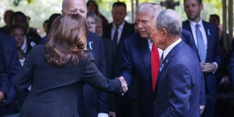 Harris, Trump Shake Hands at Ground Zero Ceremony Harris, Trump Shake Hands at Ground Zero Ceremony