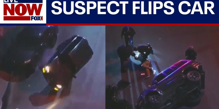 WATCH: Assault suspect flips car after police chase in L.A. WATCH: Assault suspect flips car after police chase in L.A.