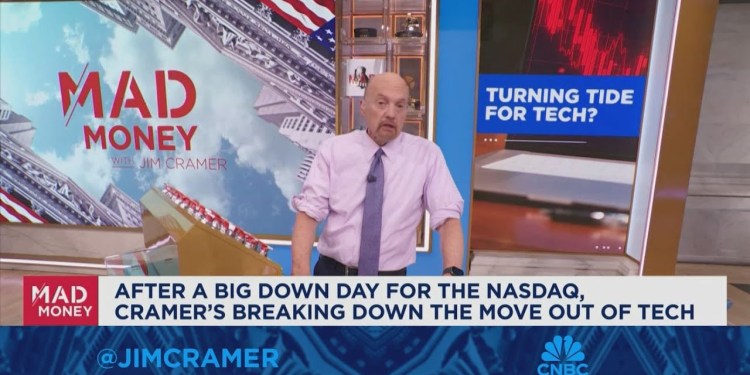 Jim Cramer breaks down the move out of tech in today’s market action Jim Cramer breaks down the move out of tech in today’s market action