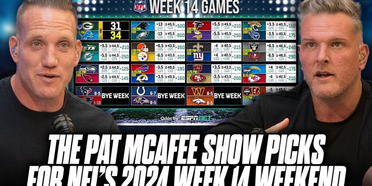 The Pat McAfee Show Picks & Predicts Every Game For NFL’s 2024 Week 14 Weekend The Pat McAfee Show Picks & Predicts Every Game For NFL’s 2024 Week 14 Weekend