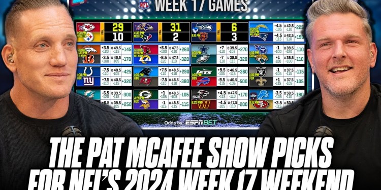 The Pat McAfee Show Picks & Predicts Every Game For NFL’s 2024 Week 17 Weekend The Pat McAfee Show Picks & Predicts Every Game For NFL’s 2024 Week 17 Weekend