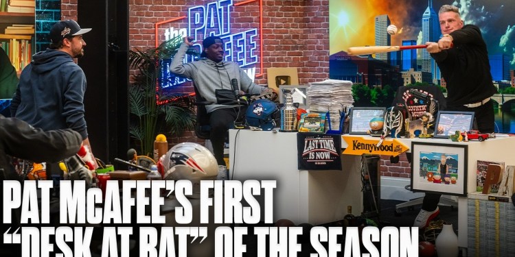 Pat McAfee Takes A Swing, Nearly Wrecks Studio For MLB Opening Night?! Pat McAfee Takes A Swing, Nearly Wrecks Studio For MLB Opening Night?!