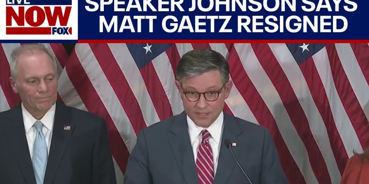 Speaker Mike Johnson says Matt Gaetz has already resigned from Congress | LiveNOW from FOX Speaker Mike Johnson says Matt Gaetz has already resigned from Congress | LiveNOW from FOX