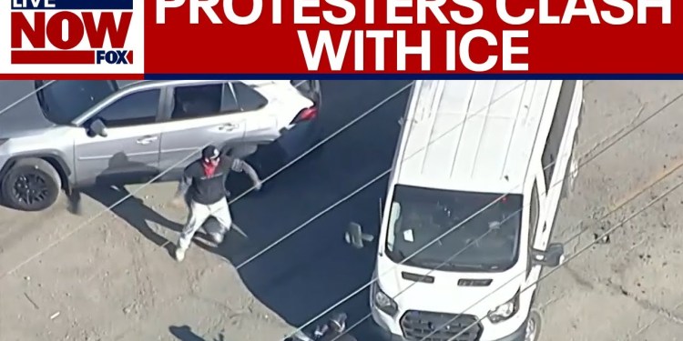 WATCH: Protesters throw objects at federal vehicles as ICE conducts raid at California farm WATCH: Protesters throw objects at federal vehicles as ICE conducts raid at California farm