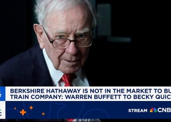 Warren Buffett says Berkshire Hathaway is not in the market to buy a train company Warren Buffett says Berkshire Hathaway is not in the market to buy a train company