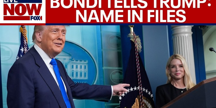 AG Bondi told President Trump he’s named in Epstein files, according to WSJ report AG Bondi told President Trump he’s named in Epstein files, according to WSJ report