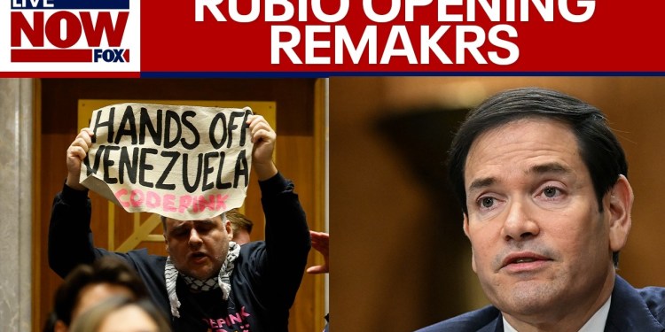 Marco Rubio interrupted by protester during opening remarks on Venezuela Marco Rubio interrupted by protester during opening remarks on Venezuela
