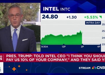 President Trump says Intel CEO agreed to pay U.S. 10% of the company President Trump says Intel CEO agreed to pay U.S. 10% of the company