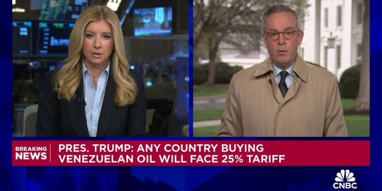 Trump says any country buying oil from Venezuela will have to pay 25% tariff on trade with U.S. Trump says any country buying oil from Venezuela will have to pay 25% tariff on trade with U.S.