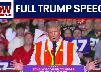 WATCH: Trump wears orange vest during campaign speech in battleground Wisconsin | LiveNOW from FOX WATCH: Trump wears orange vest during campaign speech in battleground Wisconsin | LiveNOW from FOX
