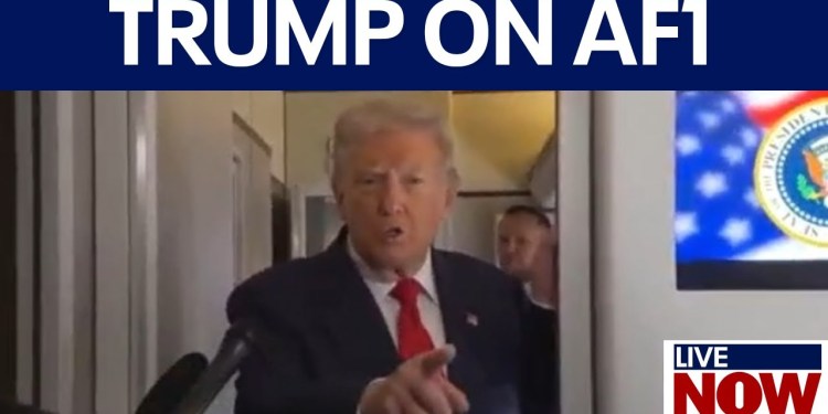 Trump speaks aboard Air Force One en route to Florida Trump speaks aboard Air Force One en route to Florida