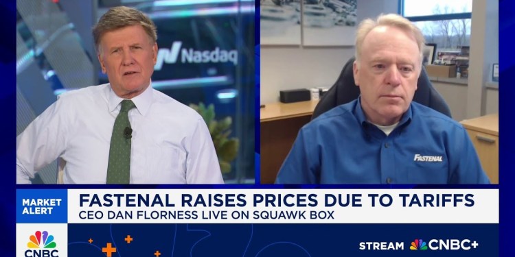 Fastenal CEO on raising prices due to tariffs: The supply chain has become more expensive Fastenal CEO on raising prices due to tariffs: The supply chain has become more expensive