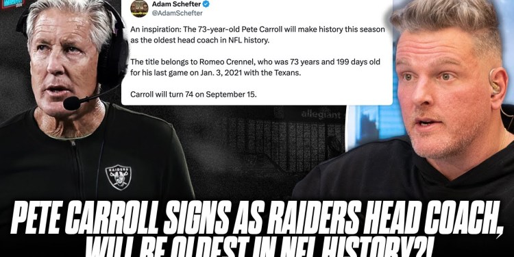 Pete Carroll Signed As Raiders Head Coach, Will Be Oldest Head Coach In NFL History | Pat McAfee Pete Carroll Signed As Raiders Head Coach, Will Be Oldest Head Coach In NFL History | Pat McAfee