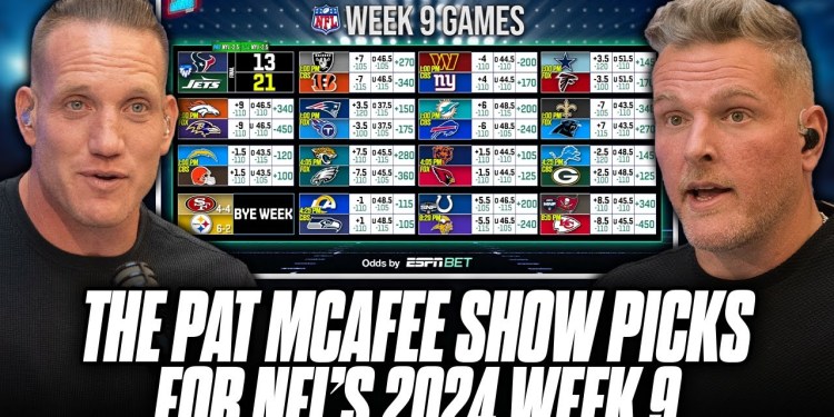 The Pat McAfee Show Picks & Predicts Every Game For NFL’s 2024 Week 9 Weekend The Pat McAfee Show Picks & Predicts Every Game For NFL’s 2024 Week 9 Weekend