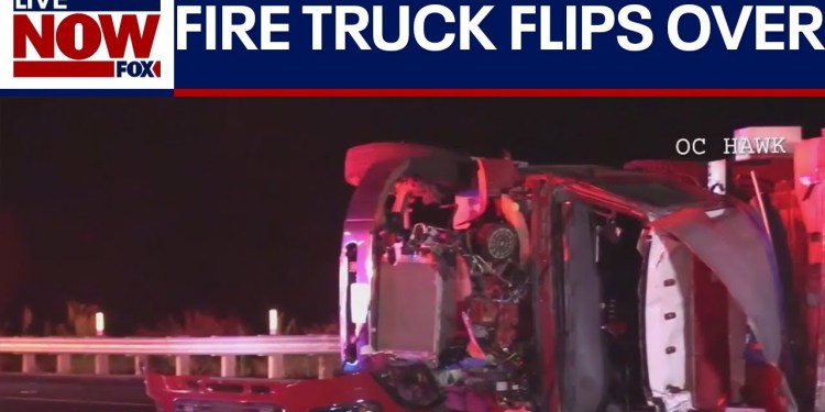 Fire truck flips over on SoCal freeway, multiple victims air-lifted to hospital Fire truck flips over on SoCal freeway, multiple victims air-lifted to hospital