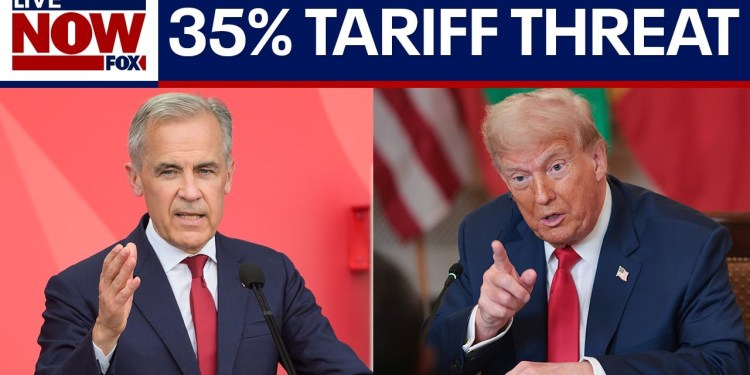 President Trump threatens a 35% tariff on Canadian goods, Mark Carney responds President Trump threatens a 35% tariff on Canadian goods, Mark Carney responds