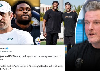 Aaron Rodgers Had Throwing Session With DK Metcalf After 6 Hour Meeting With Steelers | Pat McAfee Aaron Rodgers Had Throwing Session With DK Metcalf After 6 Hour Meeting With Steelers | Pat McAfee