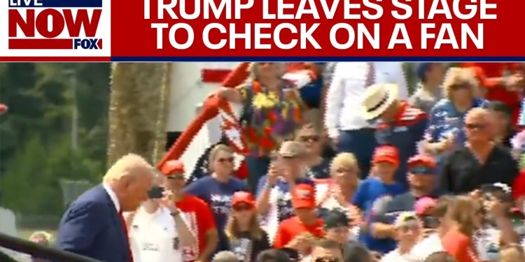Trump leaves protective barrier and checks on rally goer who passed out | LiveNOW from FOX Trump leaves protective barrier and checks on rally goer who passed out | LiveNOW from FOX