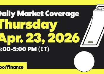 Live: Stocks retreat as software shares plunge, oil surges Apr. 23, 2026 | Yahoo Finance Live: Stocks retreat as software shares plunge, oil surges Apr. 23, 2026 | Yahoo Finance