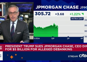 President Trump sues JPMorgan Chase and CEO Jamie Dimon for B for alleged debanking President Trump sues JPMorgan Chase and CEO Jamie Dimon for B for alleged debanking