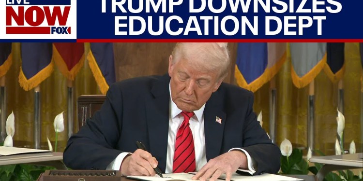 WATCH Trump sign order downsizing Education Department WATCH Trump sign order downsizing Education Department