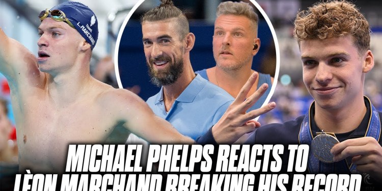 Michael Phelps Reacts To Léon Marchand Breaking His Record | Pat McAfee Show Michael Phelps Reacts To Léon Marchand Breaking His Record | Pat McAfee Show