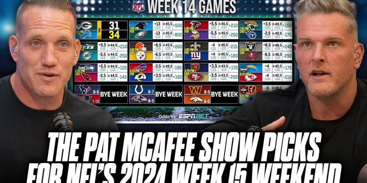 The Pat McAfee Show Picks & Predicts Every Game For NFL’s 2024 Week 15 Weekend The Pat McAfee Show Picks & Predicts Every Game For NFL’s 2024 Week 15 Weekend