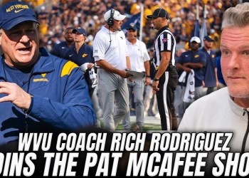 WVU Coach Rich Rodriquez Joins Pat McAfee After Beating Pitt In Backyard Brawl WVU Coach Rich Rodriquez Joins Pat McAfee After Beating Pitt In Backyard Brawl