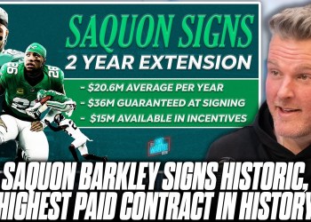 Saquon Barkley Signs 2 Year, Historic Contract Extension With The Eagles | Pat McAfee Show Saquon Barkley Signs 2 Year, Historic Contract Extension With The Eagles | Pat McAfee Show