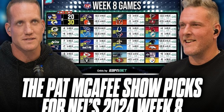 The Pat McAfee Show Picks & Predicts Every Game For NFL’s 2024 Week 8 Weekend The Pat McAfee Show Picks & Predicts Every Game For NFL’s 2024 Week 8 Weekend