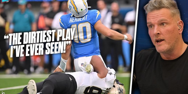 Saints Player Tried “Dirtiest Play Ever Seen In Football” Pulling On Herbert’s Leg? | Pat McAfee Saints Player Tried “Dirtiest Play Ever Seen In Football” Pulling On Herbert’s Leg? | Pat McAfee