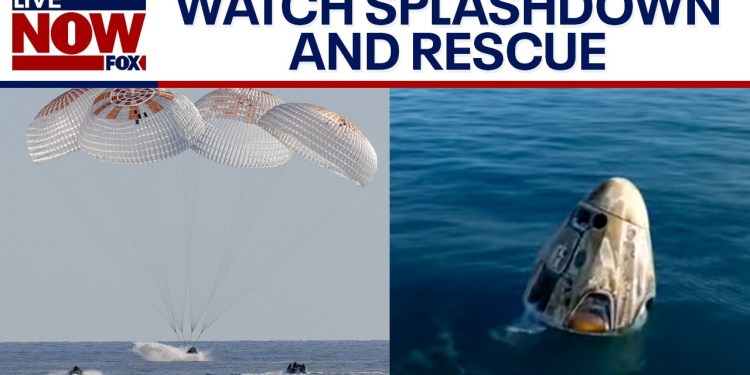 FULL splashdown and recovery of NASA SpaceX Crew-9 returning astronauts FULL splashdown and recovery of NASA SpaceX Crew-9 returning astronauts